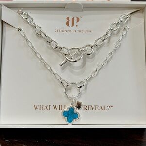 Bomb party Silver & Turquoise Clover Pause and Stare 2026 Luxe Layers Necklaces